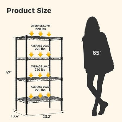 NEWBULIG 4-Tier Wire Storage Shelves, 200 lbs Heavy Duty Steel Rack, tool-free - Image 3