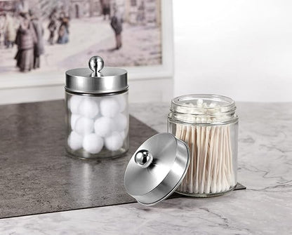 Amolliar 6Pc Apothecary Jars Bathroom Vanity Organizer- Rustic Farmhouse Decor - Image 8