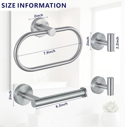 Bathroom Hardware Set Includes Towel Ring, Toilet Paper Holder and 2 Towel Hooks - Image 6