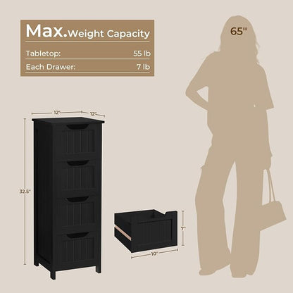 Yaheetech Bathroom Storage Cabinet, Beside Toilet or Vanity, Beadboard Tower - Image 3