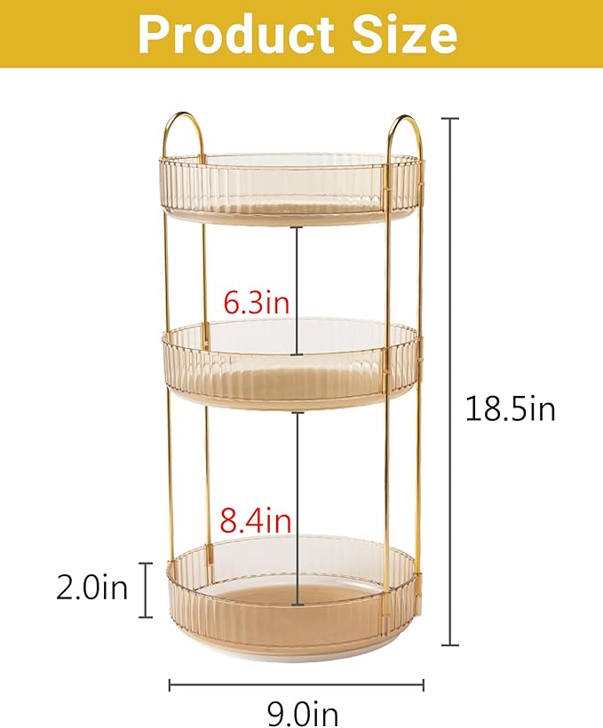 360 Rotating Makeup Organizer for Vanity, 3 Tier Large Capacity Vanity Storage - Image 2
