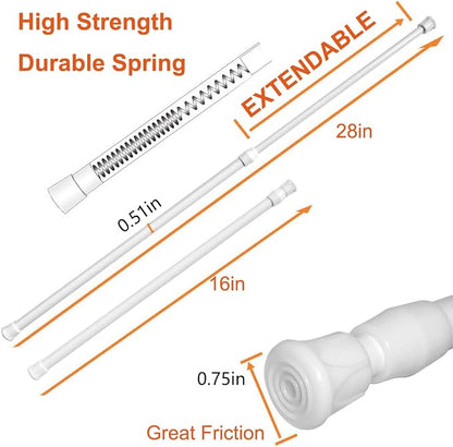 2 Pack Small Tension Rods 15.7 in to 28 Curtain Rods Window Rods in Extendable - Image 2