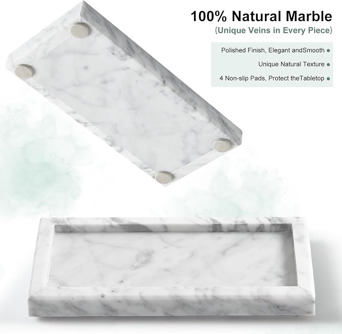 Natural Small Marble Vanity Tray, Luxury Stone Organizer - Image 3