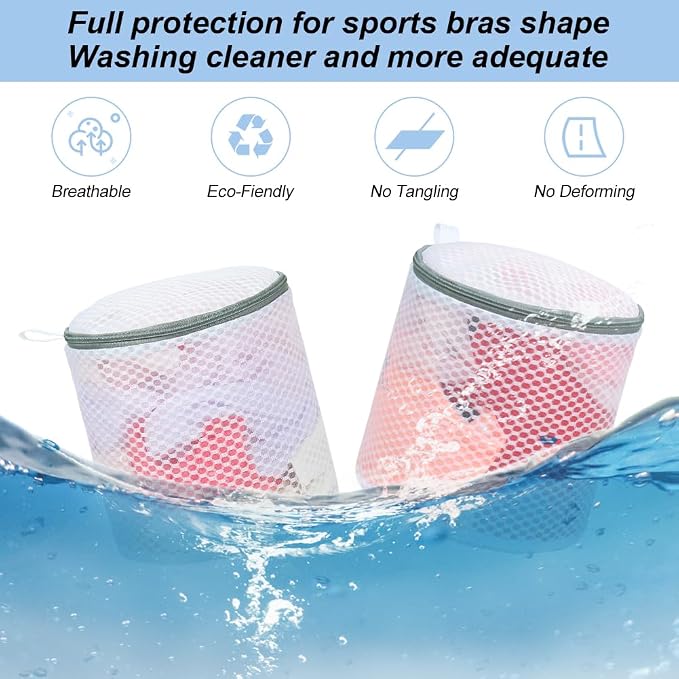 Vivifying Bra Bags for Laundry, 2 Pack Honeycomb Mesh Bra Washing Bags for - Image 4