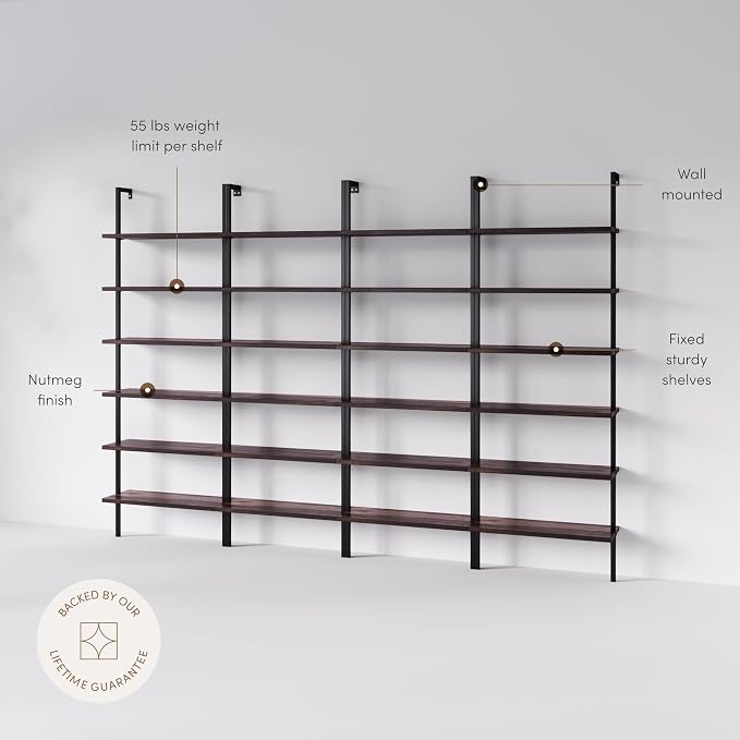 Nathan James Theo 6-Shelf Tall Bookcase, Wall Mount Bookshelf - Image 2