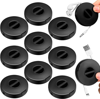 9 Pcs Charging Cord Organizer Black Portable Charger Cord Holder Round Storage by Copkim
