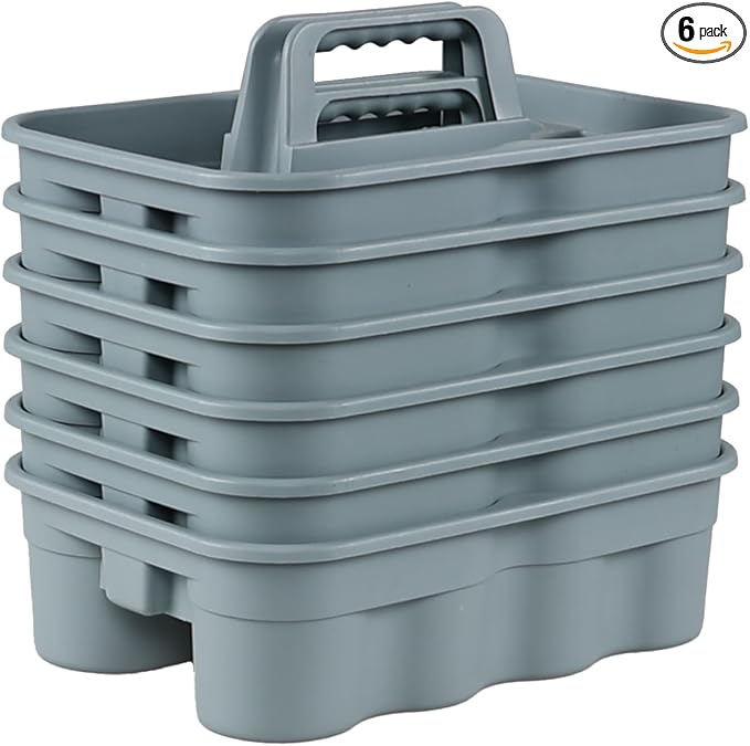 6 Pack Plastic 2 Compartments Cleaning Supplies Caddy, Commercial Carry Caddy by Melontray
