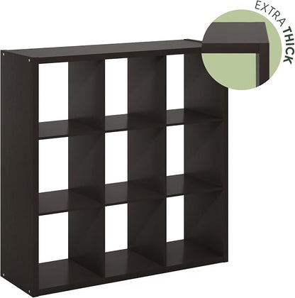 Furinno CUBICLE 9-Cube Book Shelf, Extra Thick Frame Bookshelf, Dark Oak | - Image 7