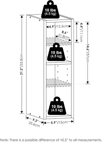 Furinno Fulda Book Shelf, 2-Tier Narrow Bookshelf, Bookcase - Image 3