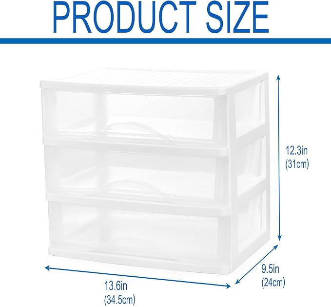 BYCY Plastic Stackable Storage 3 Drawers, Easily Assemble - Image 3