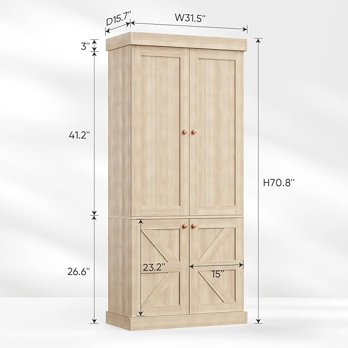 ivaniti 70.8" Tall Farmhouse Bookshelf, Modular Bookcase - Image 2