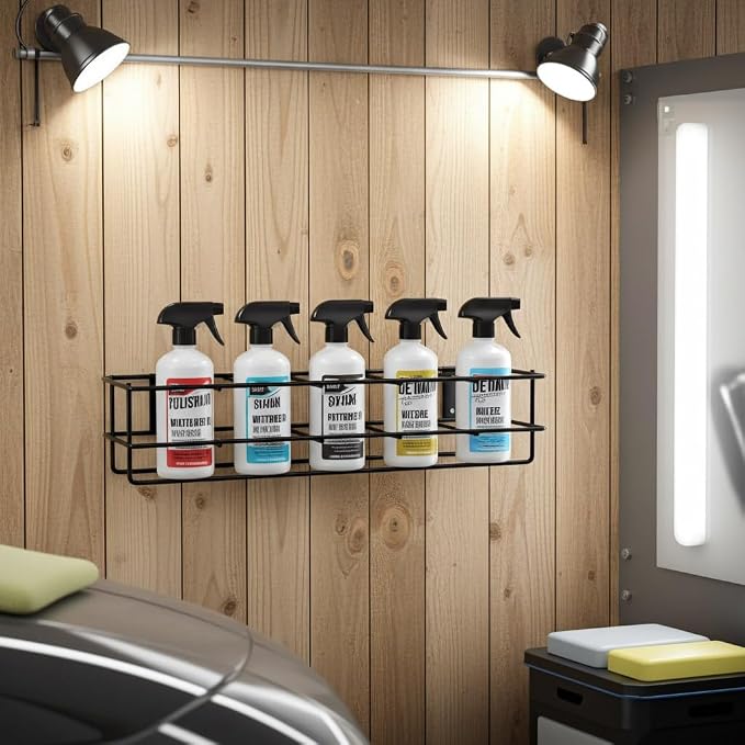 Up to Five 32 oz Spray Bottle Rack – Wall Mount Organizer | Heavy Duty Metal - Image 3