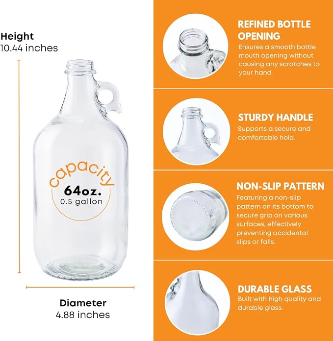 Fastrack Half Gallon Glass Jug Laundry Detergent Dispenser – Airtight Screw-Top - Image 3