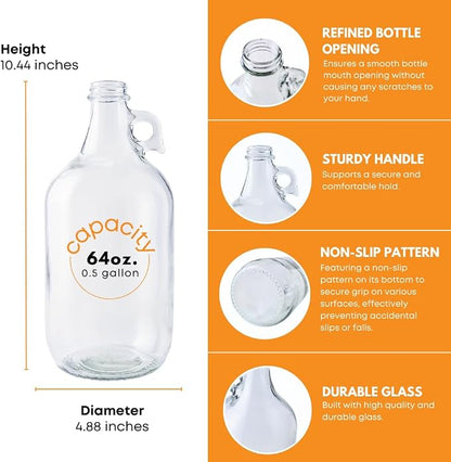 Fastrack Half Gallon Glass Jug Laundry Detergent Dispenser – Airtight Screw-Top - Image 3
