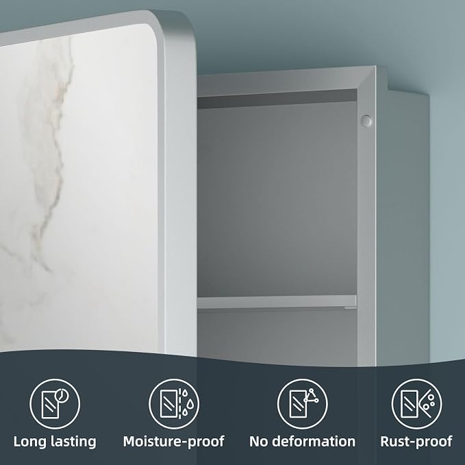 Bathroom Medicine Cabinet with Mirror 16 x 24 Inch, Mirrored Cabinets with 2 - Image 5