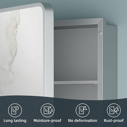 Bathroom Medicine Cabinet with Mirror 16 x 24 Inch, Mirrored Cabinets with 2 - Image 5