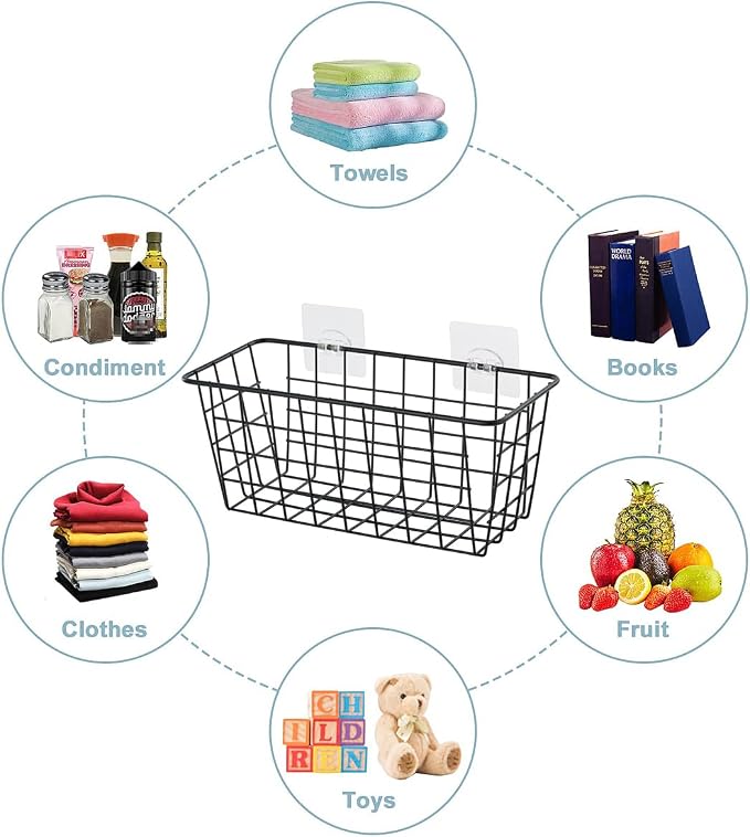 JUNCHU CHERRY 2 Pack Hanging Storage Basket, Bathroom Basket, Household Goods - Image 2