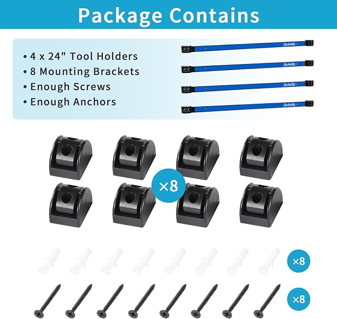4 Pieces 24" Magnetic Tool Holder Strip, Metal Tool Organizer Rack - Image 7