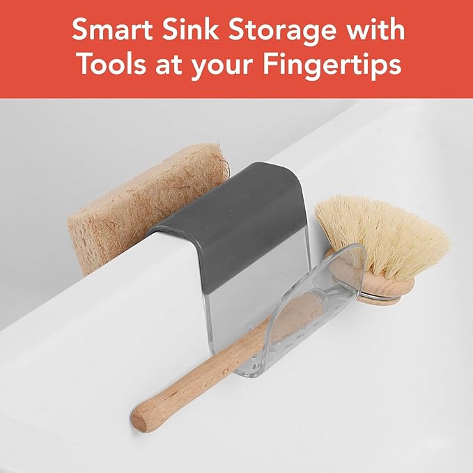 Spectrum Sink Saddle for Kitchen Sink Gray Slate Tint Sponge and Brush Holder - Image 4