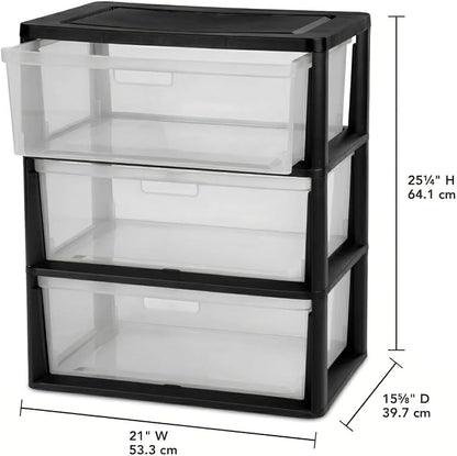 Wide 3-Drawer Storage Organizer Tower - Image 3