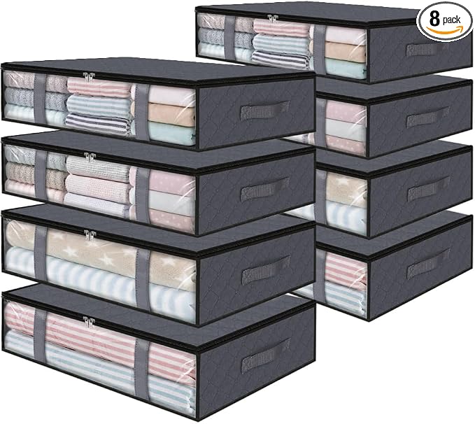 StorageRight Under Bed Storage Bags 8 Pack, 40L Large Clothes & Comforter by StorageRight