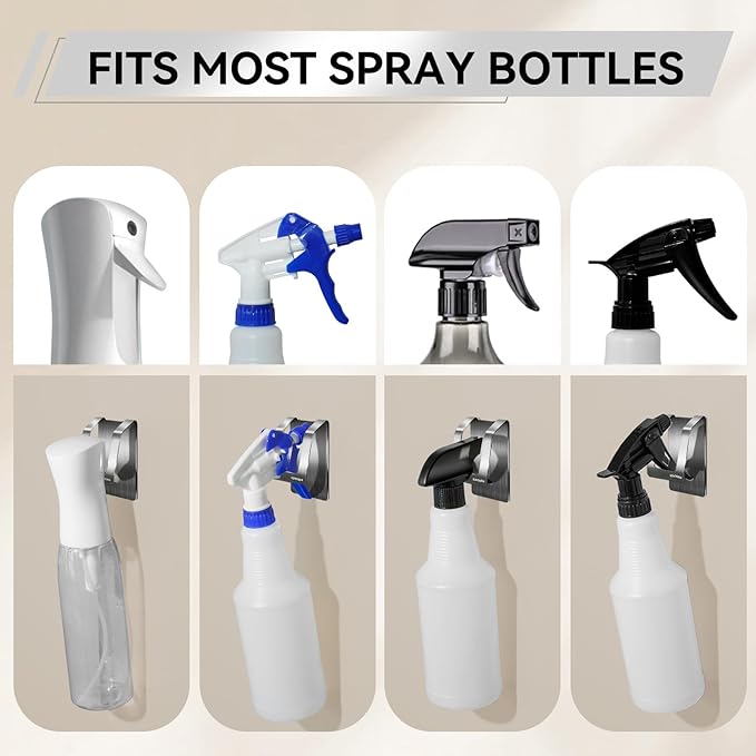 KIHOGEM Spray Bottle Hanger, Adhesive Spray Bottle Hook Stainless Steel Spray - Image 3