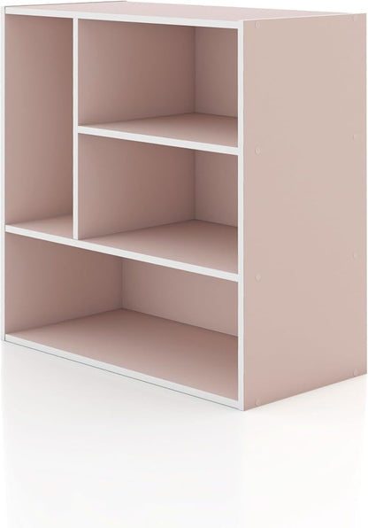 Homes: Inside + Out Apexa 4-Vertical Storage Organizer Shelves, Stackable Wood by HOMESInsideOut