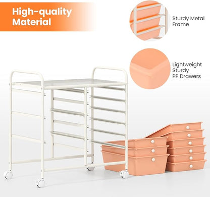Giantex 9 Drawers Rolling Cart, Classroom Organizers, Storage Cart - Image 7