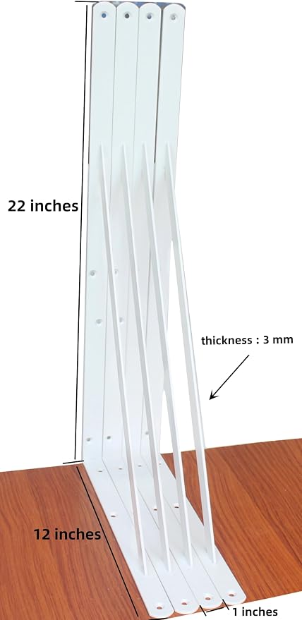 16 Pack L22 x H 12" White Heavy Duty Shelf Brackets - Image 2
