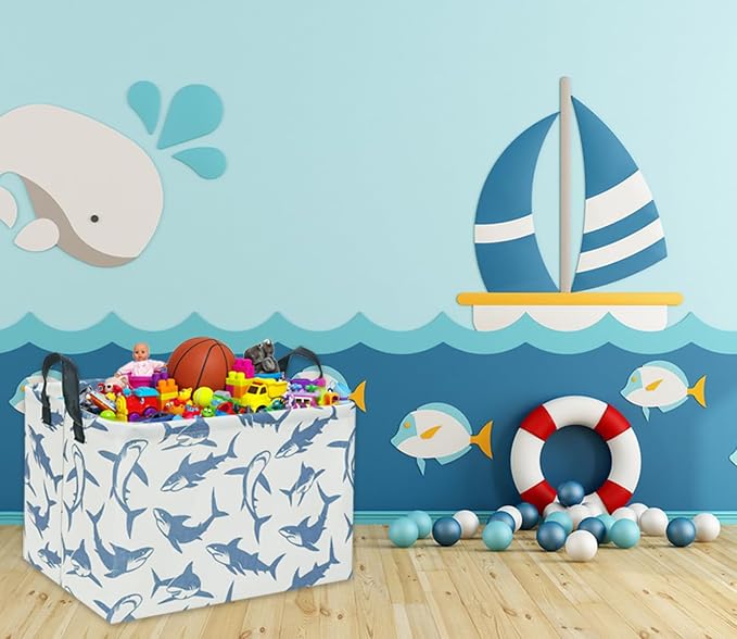 Rectangular Shark Basket Kids Baby Storage Basket Cute Kids Toy Storage Bin - Image 2