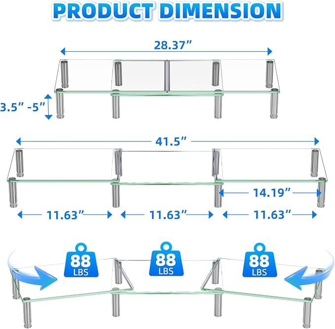 Simple Trending Dual Monitor Stand Riser, Computer Office Desktop Organizer - Image 2