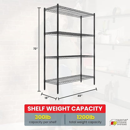 Quantum Storage Systems RWR72-1848LDBK Adjustable Wire Black Epoxy 4 Shelves - Image 3