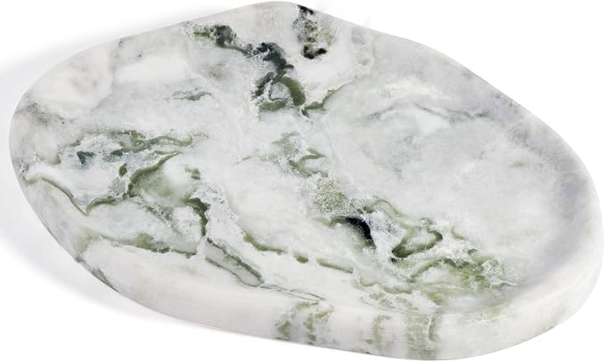 Koville Luxury Natural Green Marble Vanity Tray, Cloud Shape Serving Stone Key by Koville
