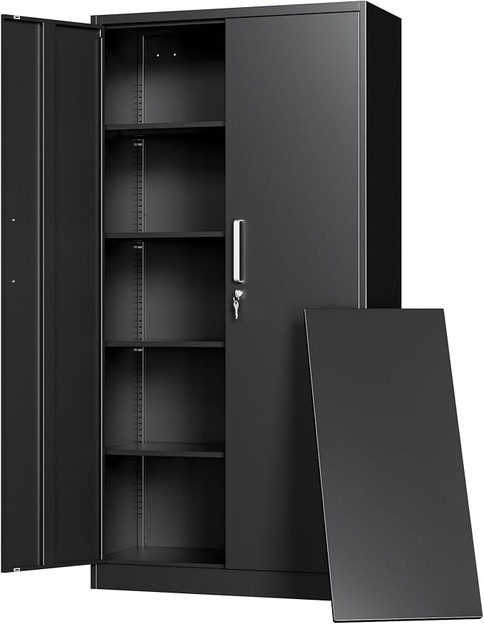 Metal Storage Cabinet with Locking Doors, Garage Utility Cabinet by Unknown