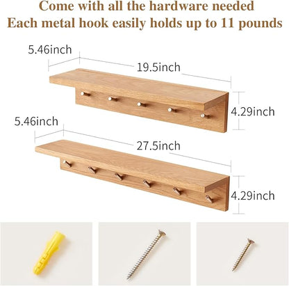 Oak Wood Coat Rack Wall Mount - Image 3