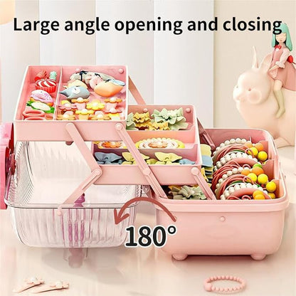 Cute Hair Accessories Organizer 3-Layers Kids Jewelry Storage Box Plastic Hair - Image 4