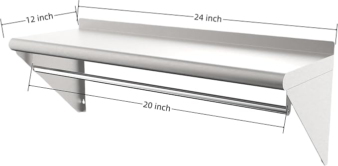 12''x24'' Wall Mounted Stainless Steel Shelf - Image 3
