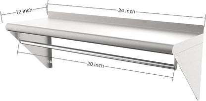 12''x24'' Wall Mounted Stainless Steel Shelf - Image 3