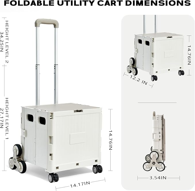 Utility Cart Foldable Shopping Cart Book Storage Cart, - Image 3
