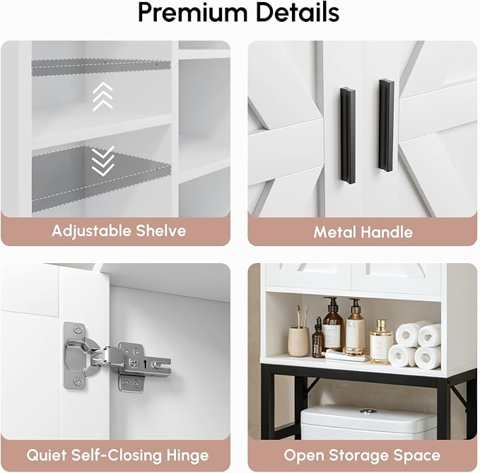 White Over The Toilet Storage Cabinet - Image 3