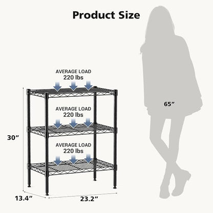 DUMOS 3-Tier Metal Wire Storage Shelves, Adjustable Standing Storage Rack Shelf - Image 3