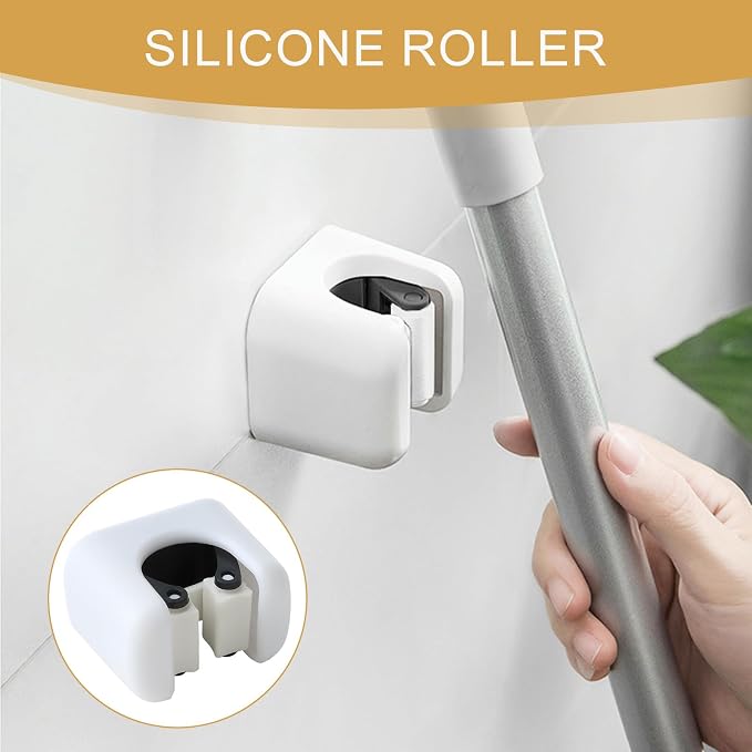 Broom Holder, Wall Mount Mop Organizer, Self-Adhesive Cleaning Supplies Hanger - Image 5