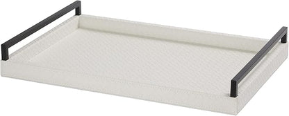 Sagala White Serving Tray Faux Leather Decorative Tray by Unknown
