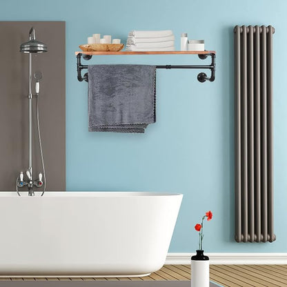 54” Wall Mounted Clothes Rack, Industrial Pipe Black Iron Garment Bar, - Image 4