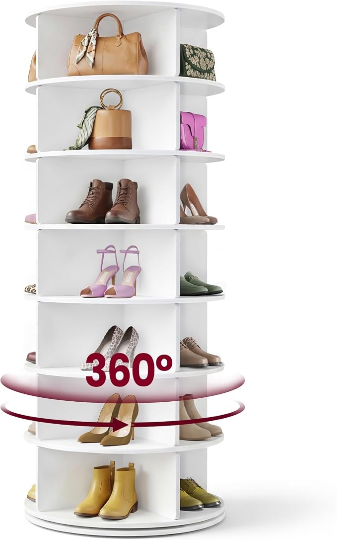 VASAGLE 7-Tier Rotating Shoe Rack Tower, Free Standing 360 Degree Spinning Shoe by Unknown