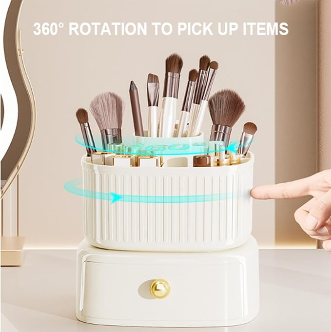 Makeup Organizer for Vanity, 360°Rotating Makeup Brush Storage Case - Image 3