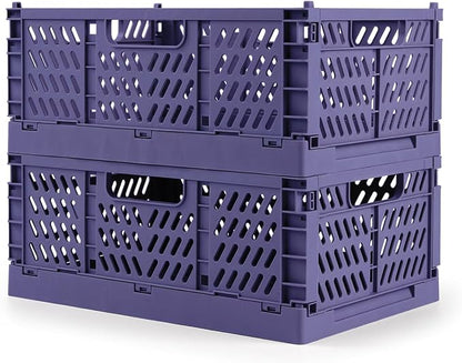 Domiella 2-Pack Crates for Storage, Storage Crates Plastic Stackable, Foldable by Domiella