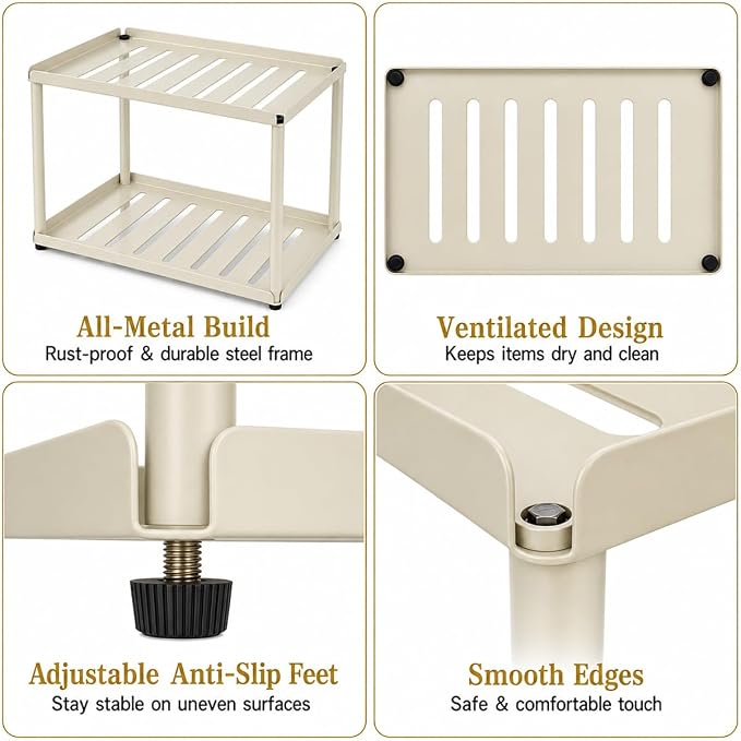 2 Tier Bathroom Counter Organizer, Rectangular Vanity Organizer Shelf, Skincare - Image 4