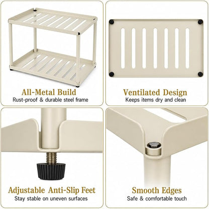 2 Tier Bathroom Counter Organizer, Rectangular Vanity Organizer Shelf, Skincare - Image 4