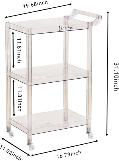 Acrylic Utility Rolling Cart, 3-Tier Clear Acrylic Storage Cart - Image 3